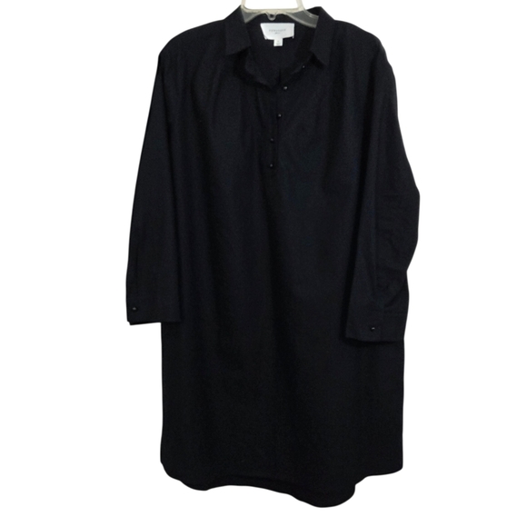 NWOT Tuckernuck Pomander Place Cotton Shirt Dress Black Size XL Boho Minimalist - Picture 2 of 11